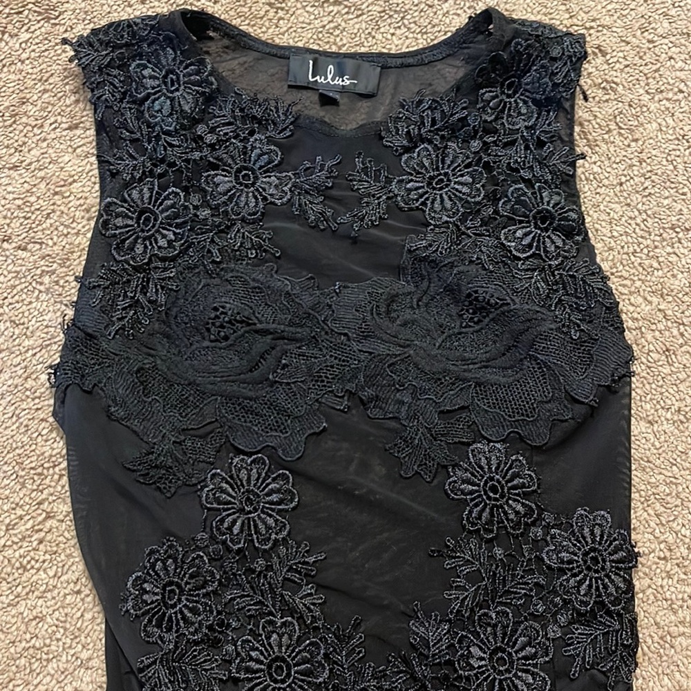 Black lace and see through body suit top